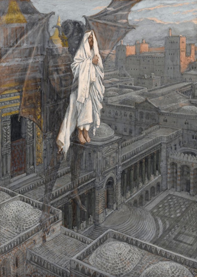 Isus ponesen na vrh Hrama - James Tissot
