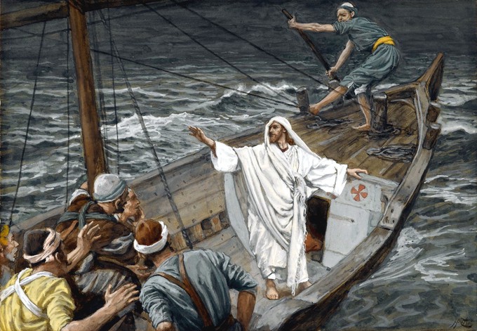 Isus smiruje oluju - James Tissot