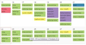 Kalendar župnih aktivnosti na Webu