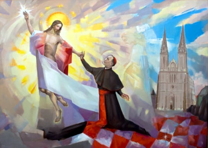 Uskrsli i Stepinac - Ante Mamuša, slika u crkvi bl. Alojzija Stepinca u Proboju, Ljubuški