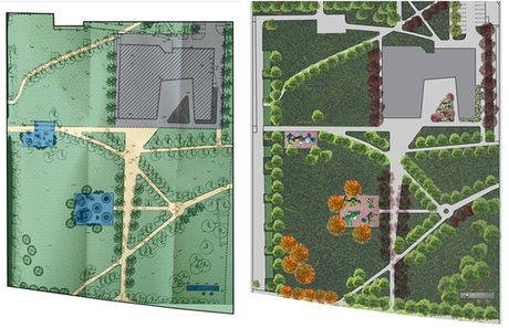 Usporedni prikaz manipulativnog (lijevo) i stvarnog (desno) prikaza izgrađenosti parka